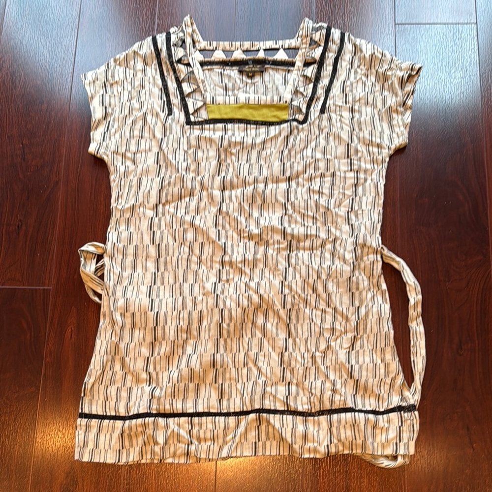 Cream Ruffled Cap Sleeve Blouse with Sailor Collar